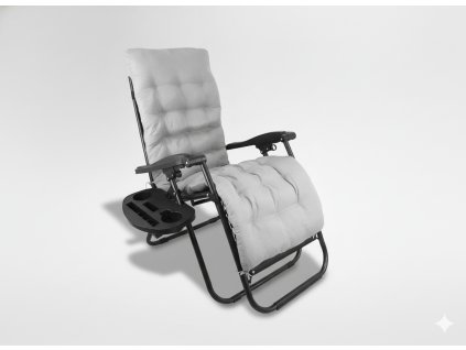 SKLADACIE ZÁHRADNÉ LEŽADLO S PODSTAVCOM, VRECKOM ČIERNE S SIVÝM VANKÚŠOM *9979