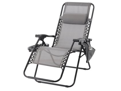 SKLADACIE ZÁHRADNÉ LEŽADLO S PODNOSNÍKOM, VRECKOM A OPIERKOU HLAVY, SIVÉ *5758