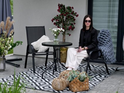 BALKÓNOVÝ NÁBYTOK SET - 2 STOLIČKY + STOL - ČIERNY *5895