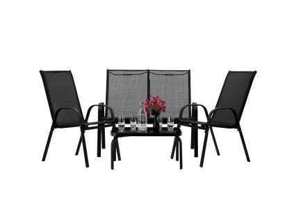 SÚPRAVA ZÁHRADNÉHO NÁBYTKU S STOLÍKOM - ČIERNA*6397