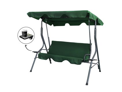 ZÁHRADNÁ HOJDAČKA 170 x 110 x 153 CM TMAVOZELENÁ BEZ POD. S DRŽIAKMI NA POHÁRE *0742