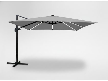 ZÁHRADNÝ SLNEČNÍK 3 x 3 M SIVÝ "ROMA" S PÚZDROM S LED *1558