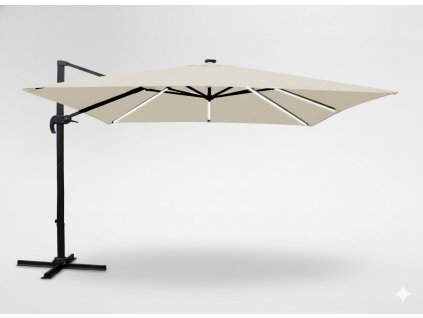 ZÁHRADNÝ SLNEČNÍK 3 x 3 M BÉŽOVÝ "ROMA" S KRYTOM S LED *1565