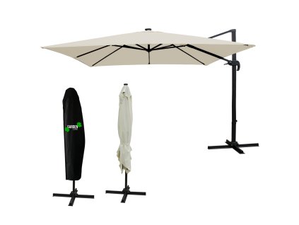 ZÁHRADNÝ SLNEČNÍK 3 x 3 M BÉŽOVÝ "ROMA" S KRYTOM S LED *1565