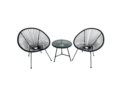 SÚPRAVA ZÁHRADNÉHO NÁBYTKU (2 STOLIČKY, STOLÍK) - ČIERNA *3439