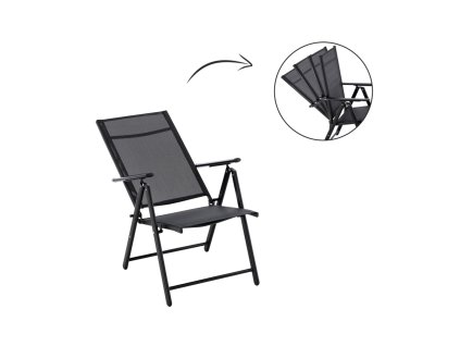 SKLADACIA ZÁHRADNÁ STOLIČKA OCEĽOVÁ 66 x 53 x 107 CM ČIERNA *3484