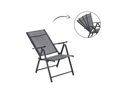 OCEĽOVÁ ZÁHRADNÁ SKLADACIA STOLIČKA 66 x 53 x 107 CM ŠEDÁ *3491