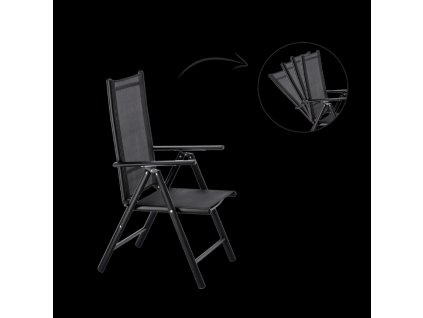 SKLADACIA ZÁHRADNÁ STOLIČKA HLINÍKOVÁ 66 x 56 x 107 CM ČIERNA *3507