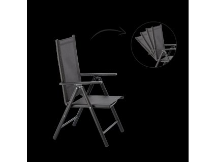 SKLADACIA ZÁHRADNÁ STOLIČKA HLINÍKOVÁ 66 x 56 x 107 CM SIVÁ *3804