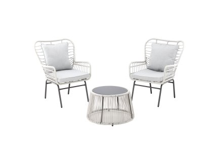 SÚPRAVA ZÁHRADNÉHO NÁBYTKU - (2 KRESLÁ + STOLÍK) - SIVÉ POD. *8052
