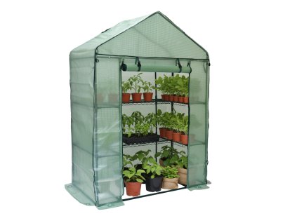 ZÁHRADNÝ SKLENÍK S POLICAMI ZELENÝ 140 x 73 x 200 CM *5477