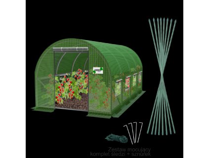 ZÁHRADNÝ FÓLIOVÝ TUNEL 4 SEGMENTOVÝ ZELENÝ 4 x 2,5 x 2 M *5606