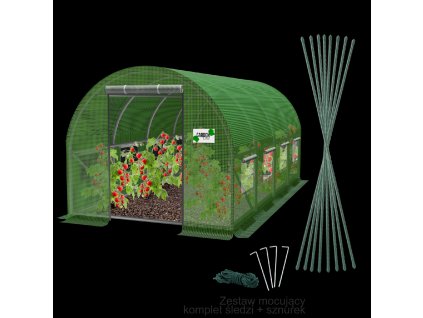 ZAHRADNÝ FÓLIOVÝ TUNEL 4-SEGMENTOVÝ ZELENÝ 6 x 3 x 2 M *5613