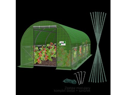 ZÁHRADNÝ FÓLIOVÝ TUNEL 5-SEGMENTOVÝ ZELENÝ 8 x 3 x 2 M *5620