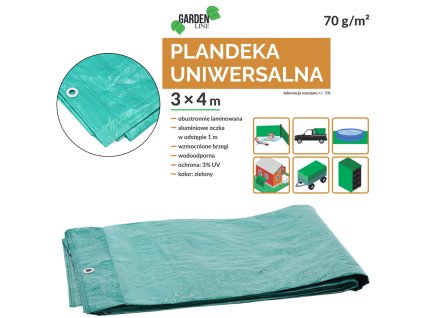 PLACHTA 3 x 4 M (+/- 5%) 70GSM 3%UV ZELENÁ *4133