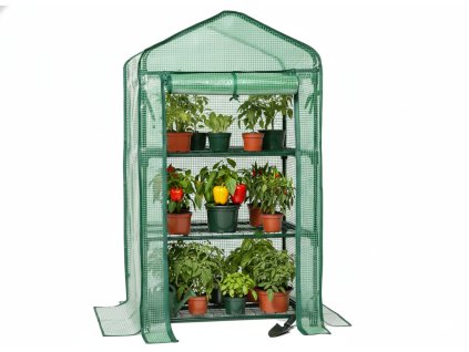 ZÁHRADNÝ SKLENÍK S TROMI POLIČKAMI ZELENÝ 69 x 49 x V125 CM *5245