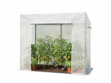 SKLENÍK NA PARADAJKY BIELY 200 x 77 x 168/146 cm *0766