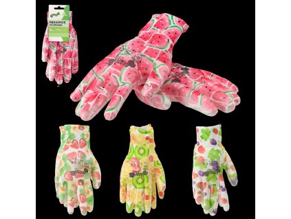 OCHRANNÉ RUKAVICE "9" PLETENÉ OVOCNÝ VZOR Z POLYESTERU POKRYTÉ POLYURETÁNOM balenie=12 ks *6898