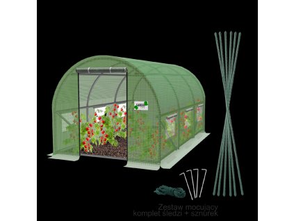 ZÁHRADNÝ FÓLIOVÝ TUNEL 3 SEGMENTOVÝ ZELENÝ 3 x 2 x 2 M VER 1 *6193