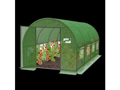 ZÁHRADNÝ FÓLIOVÝ TUNEL 4-SEGMENTOVÝ ZELENÝ 6 x 3 x 2 M S PANTOVÝMI DVERAMI *6223