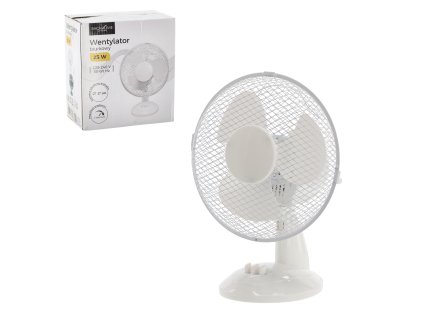 BIELY STOLNÝ VENTILÁTOR 25W *9066