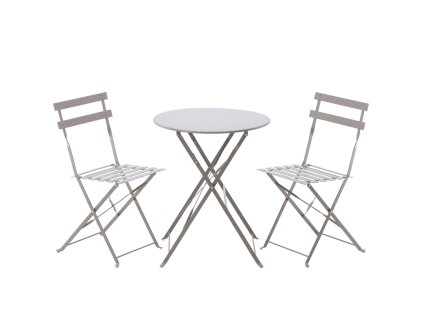 SÚPRAVA ZÁHRADNÉHO NÁBYTKU SIVÁ (OKRÚHLY STÔL + 2 STOLIČKY) *5141