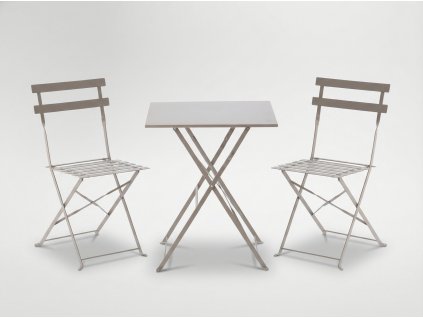 SÚPRAVA ZÁHRADNÉHO NÁBYTKU SIVÁ (ŠTVORCOVÝ STÔL + 2 STOLIČKY) *5165