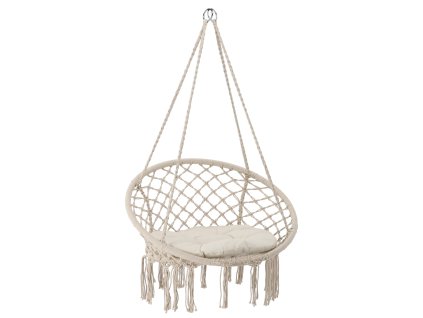 ZÁVESNÉ KRESLO - BOČIE HNIEZDO S VANKÚŠOM 80 x 60 x 120 CM BÉŽOVÉ *5288