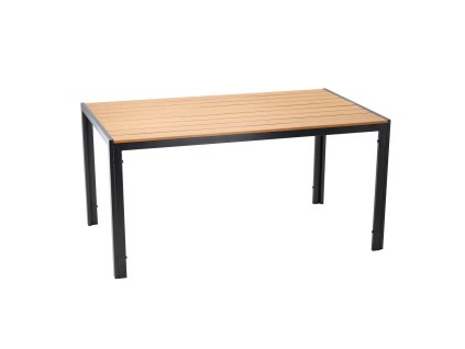 OCEĽOVÝ ZÁHRADNÝ STÔL S DOSKOU POLYWOOD 150 x 90 x 73 CM ČIERNY *9491