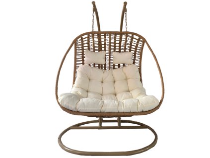 DVOJMIESTNE ZÁVESNÉ KRESLO SURI - PRÍRODNÝ, KRÉMOVÝ VANKÚŠ, PRÍRODNÝ RÁM *9996