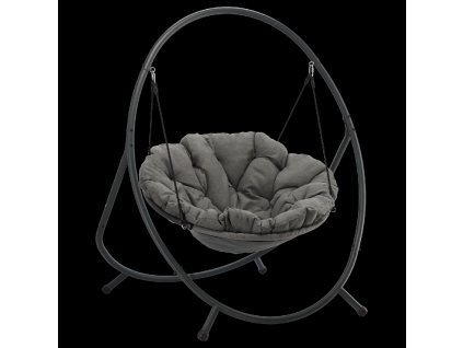 ZÁVESNÉ KRESLO PATIO - TMAVOSIVÝ VANKÚŠ, SIVÝ RÁM 115,5X140X167,5CM *9934