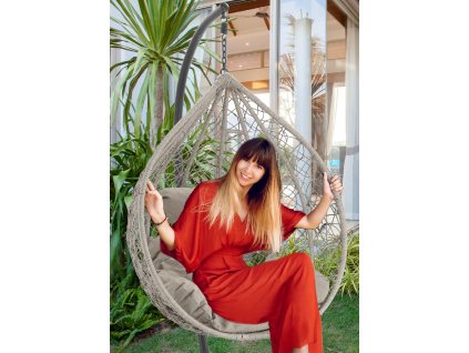 ZÁVESNÉ KRESLO SVETLO SIVÉ, VANKÚŠ - SIVÝ, RÁM - SIVÝ 118X107XD68CM *1012