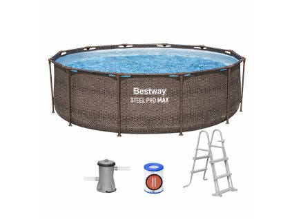 RATANOVÝ BAZÉN S RÁMOM 3,66 X 1 M (BAZÉN, FILTRAČNÁ PUMPA, REBRÍK) *6558 *6211