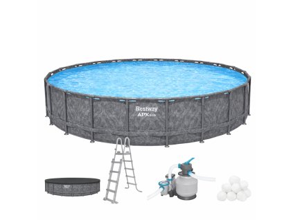 KONŠTRUKČNÝ BAZÉN 6,71 X 1,32 M (BAZÉN, PIESKOVÁ PUMPA, REBRÍK, KRYT) *5359