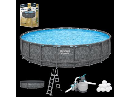 KONŠTRUKČNÝ BAZÉN 6,71 X 1,32 M (BAZÉN, PIESKOVÁ PUMPA, REBRÍK, KRYT) *5359