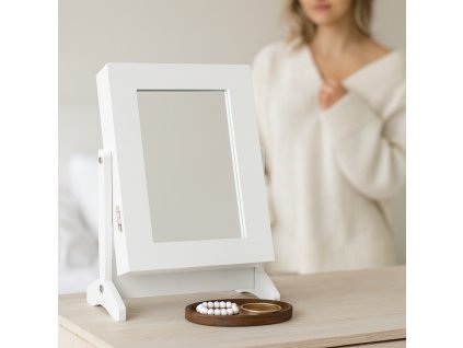 SKRINKA NA ŠPERKY SO ZRKADLOM BIELA 21 x 15 x 35 cm *5775