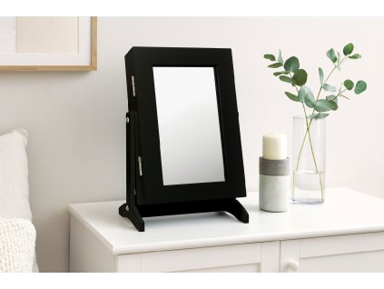 SKRINKA NA ŠPERKY SO ZRKADLOM ČIERNA 21 x 15 x 35 cm *8072