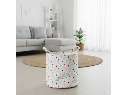 KÔŠ NA PRÁDLO/HRAČKY 30 x 35 CM OKRÚHLY BODKY VEĽK. M *4939