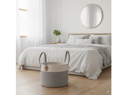 KÔŠ NA BIELIZEŇ/HRAČKY 35 x 30 CM OKRÚHLY SIVÝ VEĽKOSŤ L *5035