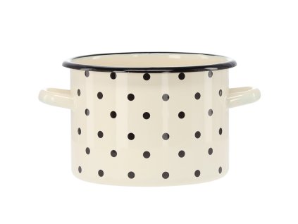 SMALTOVANÝ HRNIEC 3 L 18 CM BIELY BODKY *3400