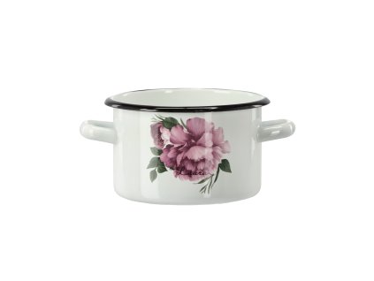 SMALTOVANÝ HRNIEC 2 L 16 CM BIELA PIVÓNIA LAURA *9150