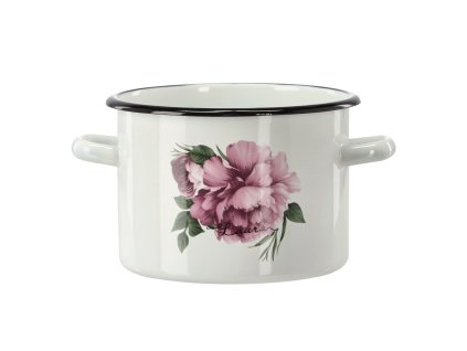 SMALTOVANÝ HRNIEC 3 L 18 CM BIELA PIVOŇKA LAURA *9181