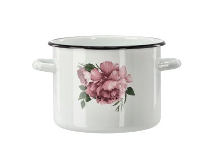 SMALTOVANÝ HRNIEC 4,5 L 20 CM BIELA PIVÓNIA LAURA *9211