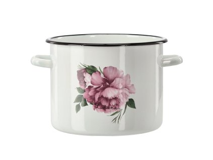 SMALTOVANÝ HRNIEC 5,5 L 22 CM BIELA PIVÓNIA LAURA *9242