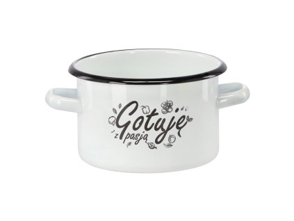 SMALTOVANÝ HRNIEC 2 L 16 CM BIELY VARÍM S VÁŠŇOU *2358