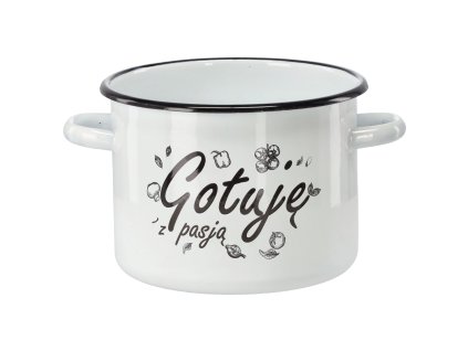 SMALTOVANÝ HRNIEC 4,5 L 20 CM BIELY VARÍM S VÁŠŇOU *2396