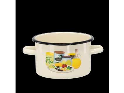 SMALTOVANÝ HRNIEC 2 L 16 CM KRÉMOVÝ OLIVOVÝ *7442