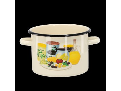 SMALTOVANÝ HRNIEC 3 L 18 CM KRÉMOVÝ OLIVOVÝ *7459