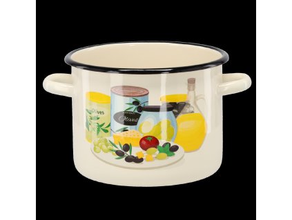 SMALTOVANÝ HRNIEC 4,5 L 20 CM KRÉMOVÁ OLIVOVÁ *7510