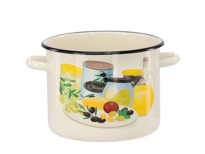 SMALTOVANÝ HRNIEC 5,5 L 22 CM KRÉMOVÁ OLIVKA *7473